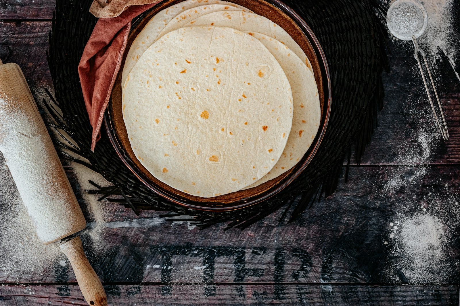 Handmade tortillas on the comal