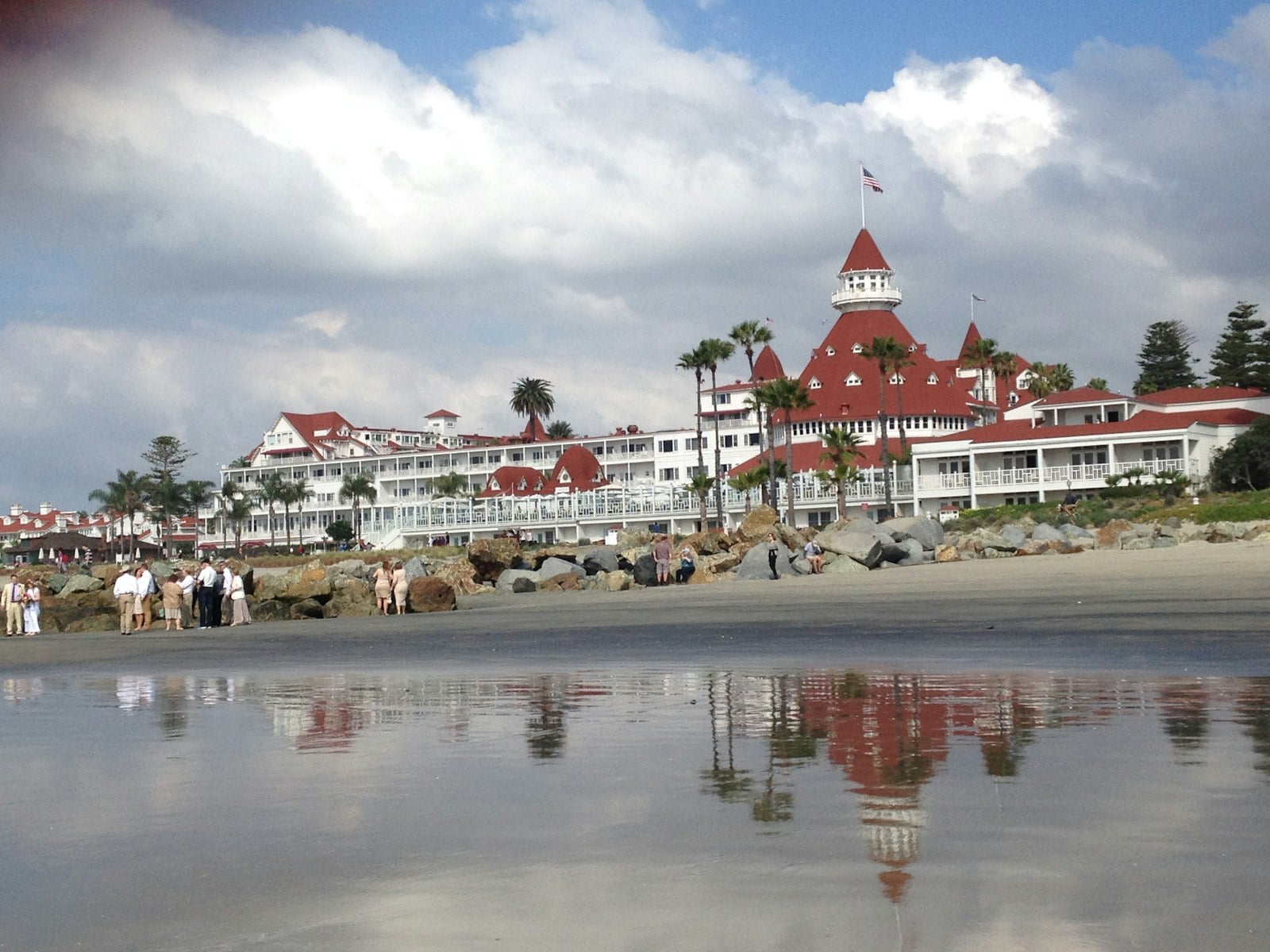 Hotel del Coronado beyond the broad sand of Coronado Central Beach
