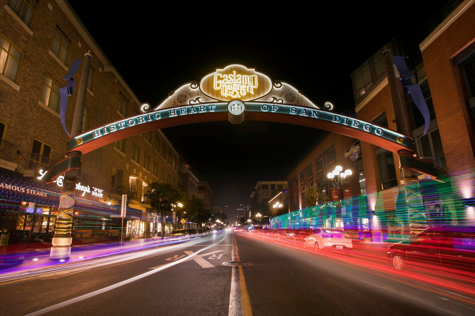 Downtown San Diego and the Gaslamp Quarter at night
