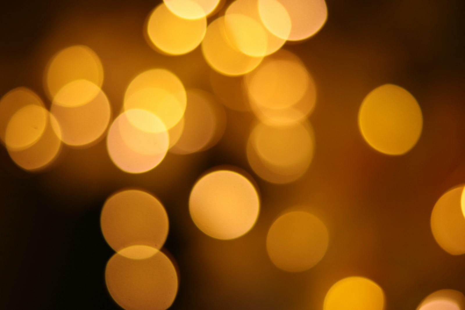 Warm golden holiday lights glowing out of focus against the dark