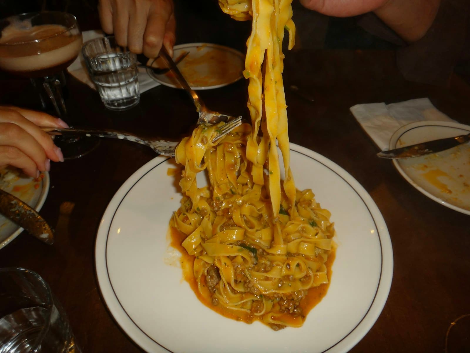 Fresh pasta on a Little Italy dinner table