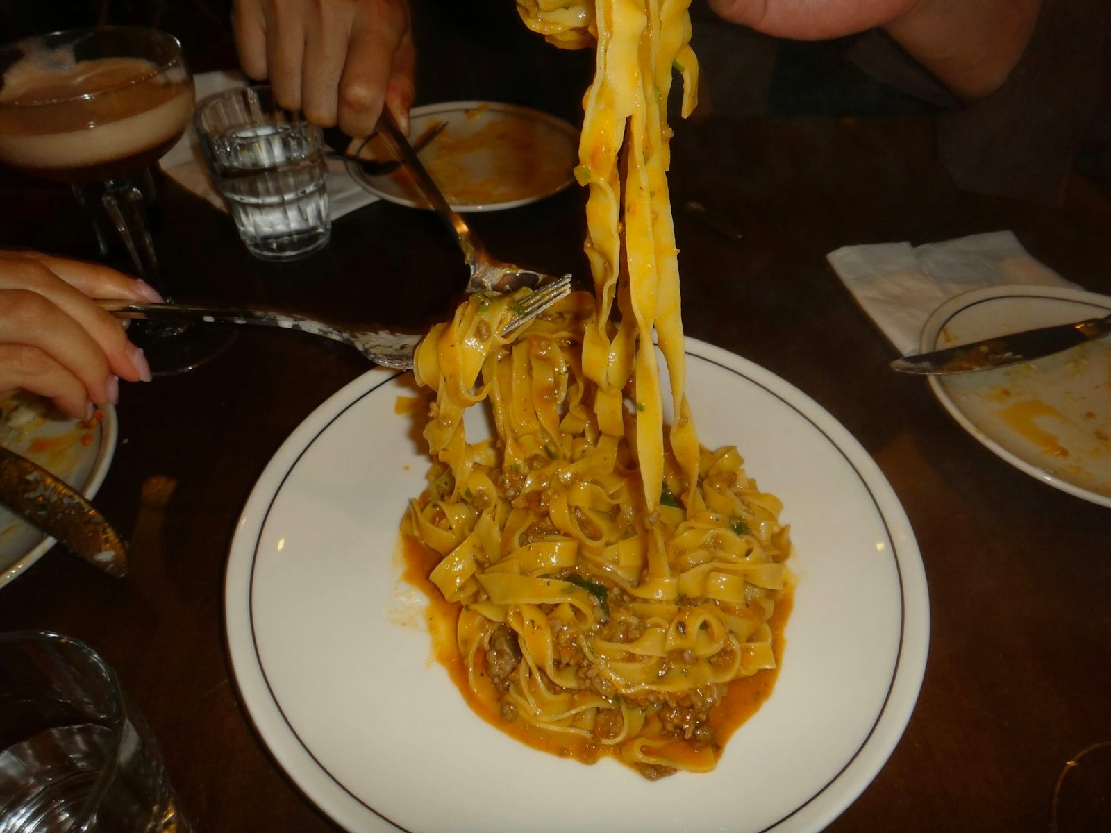 Fresh pasta on a Little Italy dinner table