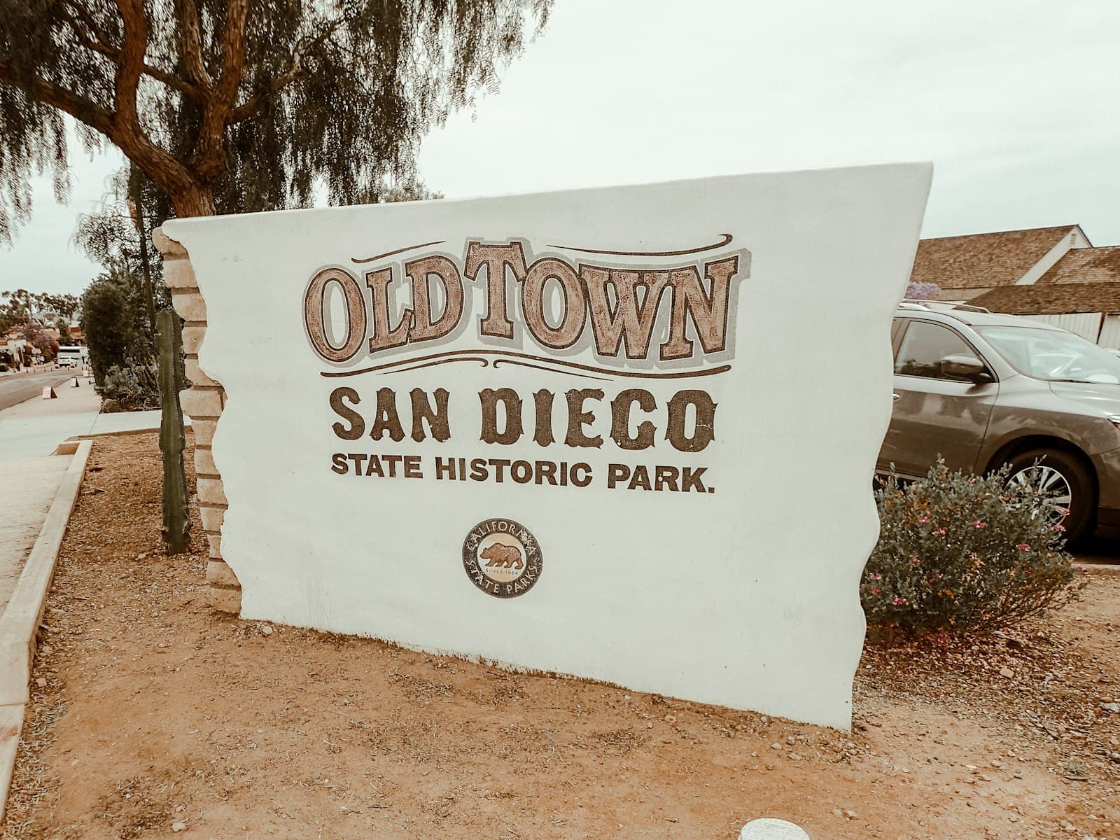 Adobe buildings and the plaza at Old Town San Diego State Historic Park