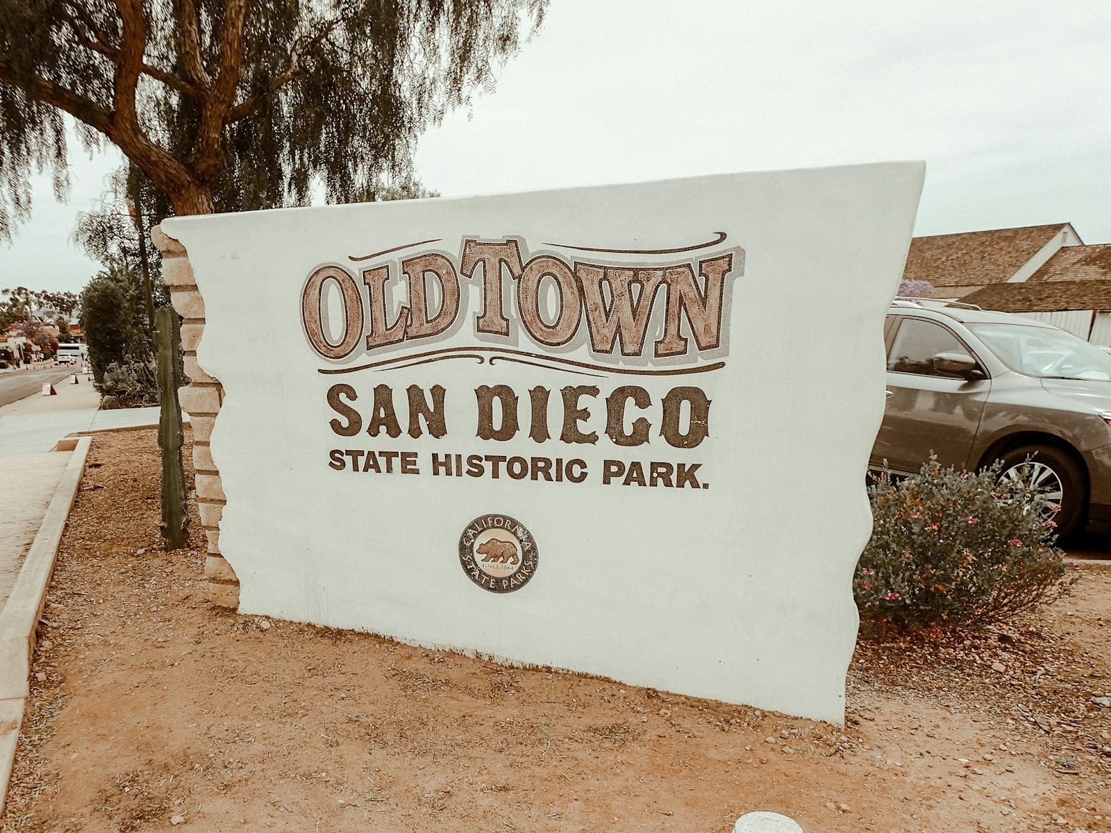 Adobe buildings and the plaza at Old Town San Diego State Historic Park