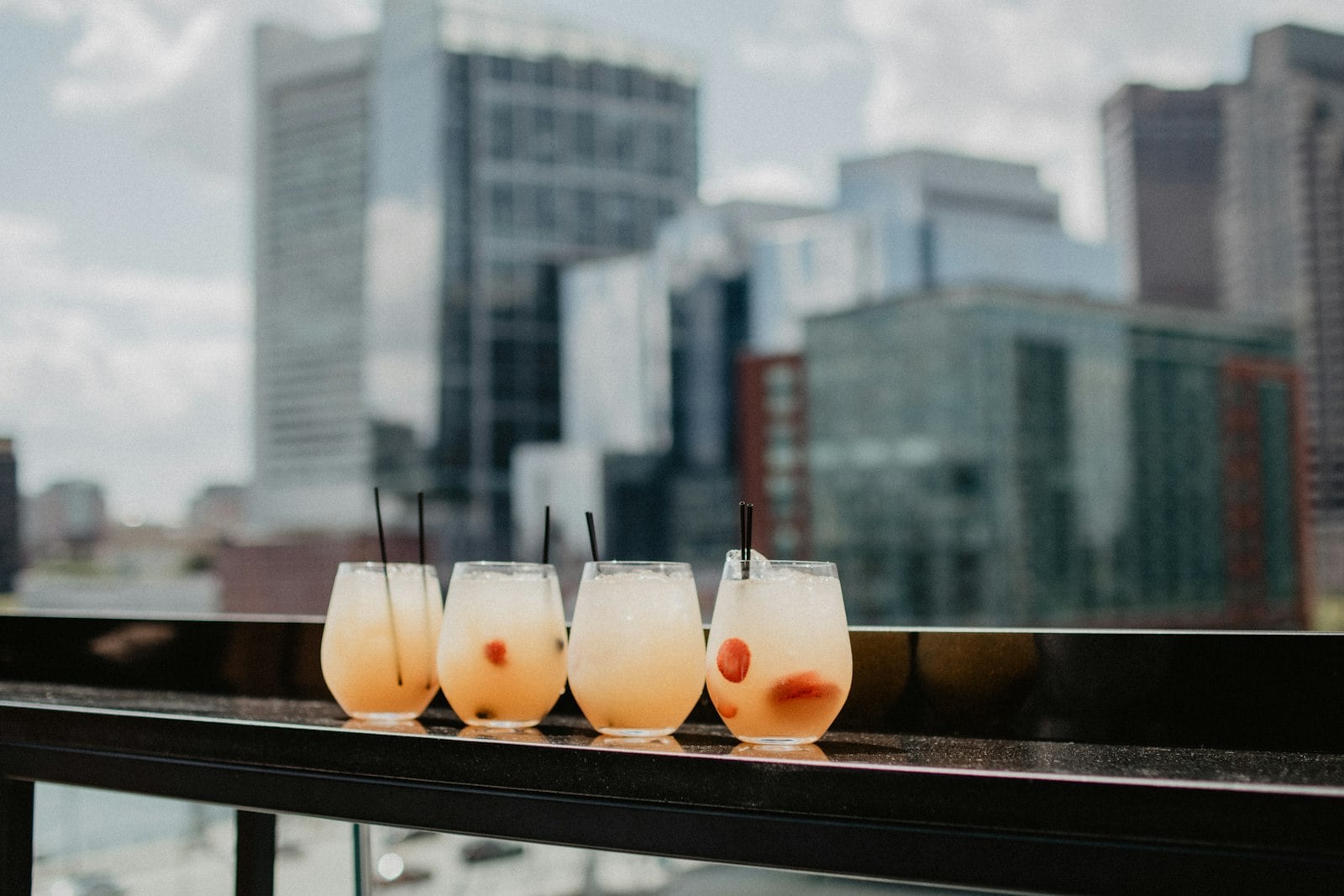 Drinks on a San Diego rooftop at sunset