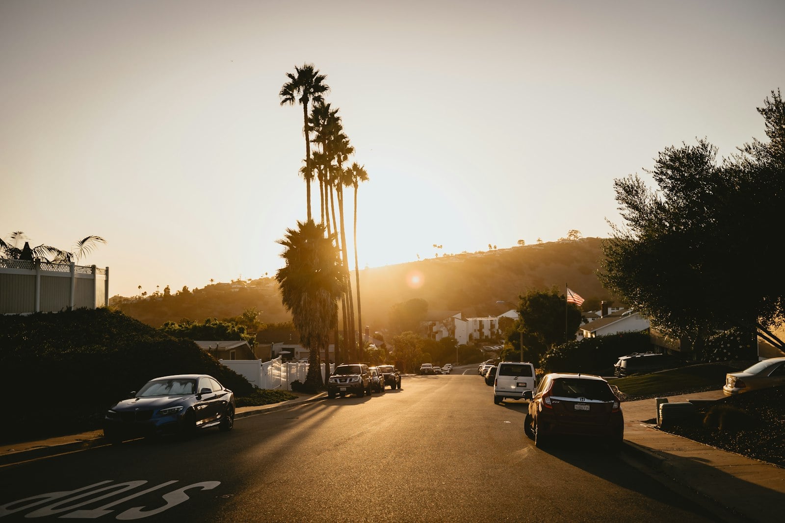 Parked cars along a San Diego street