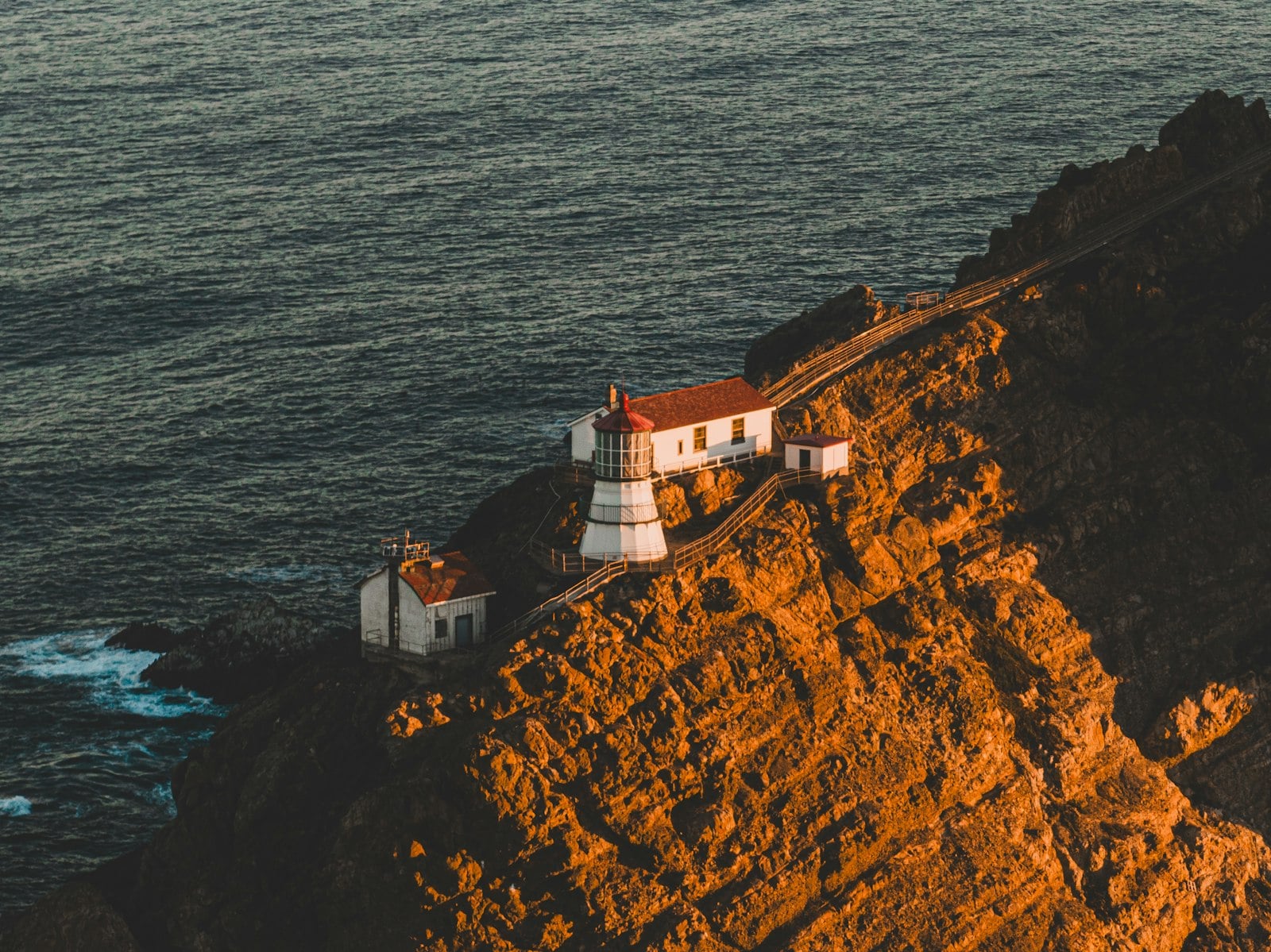 A lighthouse above the Pacific Ocean near Point Loma